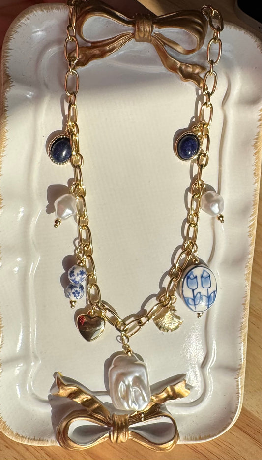 Nantucket Nights Pearl Drop Charm Necklace