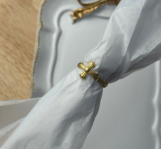 Summer Salute Vintage Adjustable Cross Ring